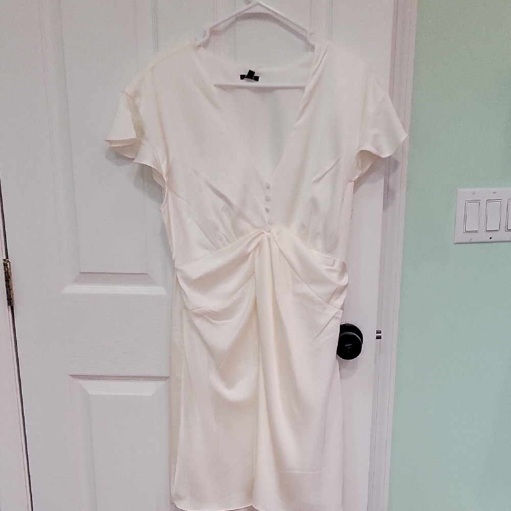 Express Cream Knot-Detail V-Neck Dress